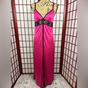 Forever 21 Pink and Black Lace Romantic Maxi Slip Dress
